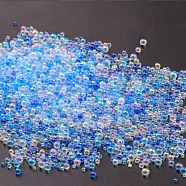 AB Color Plated 3D Nail Art Glass Mini Ball Beads, Tiny Caviar Nail Beads, DIY Nails Art Round Decorations, Light Sky Blue, 0.4~3mm, 720~1000pcs/bag(MRMJ-WH0064-40C)