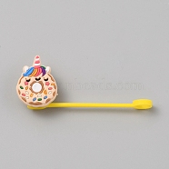 PVC & Silicone Dustproof Straw Cap, Cartoon Donut with Unicorn Hat Straw Tip Cover, Blanched Almond, 79mm, Donut: 32x23.5x14mm,  Hole: 8mm(AJEW-CJC0007-02D)