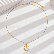 Vintage Luxury Stainless Steel Enamel Rose Pendant Necklaces for Women Daily Wear, Real 18K Gold Plated, White, 17.72 inch(45cm)(YQ3958-2)