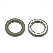 Imitation Leather Linking Rings, with Aluminum Bottom, Ring, Dark Olive Green, 36x5.5mm(WOVE-S084-30B)