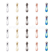 Givenny-EU 20Pcs 5 Colors Rack Plating Zinc Alloy Replacement Zipper Sliders, for Bags, Jackets, Tents, Luggages, Backpacks, Sleeping Bag, Mixed Color, 4.7x1.15x1.1cm, 4pcs/color(FIND-GN0001-10)