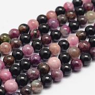 Natural Tourmaline Bead Strands, Round, 6mm, Hole: 0.8~1mm, about 61pcs/strand, 15.7 inch(G-G944-6mm-07)