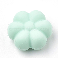 Food Grade Eco-Friendly Silicone Beads, Chewing Beads For Teethers, DIY Nursing Necklaces Making, Flowerr, Aquamarine, 14x13x6mm, Hole: 2mm(SIL-N001-03Q)