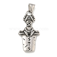 316 Surgical Stainless Steel Pendants, Broken Sword Charm, Antique Silver, 44.5x22.5x4mm, Hole: 4x7.5mm(STAS-E212-128AS)