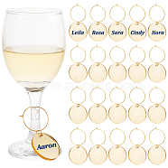 Acrylic Flat Round Wine Glass Charms, with Brass Hoop Earring Findings, Yellow, 58mm, 24pcs/set(AJEW-AB00115)