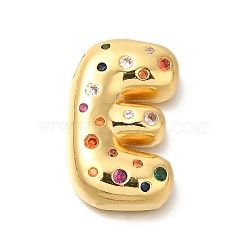 Brass Cubic Zirconia Pendants, Letter A~Z Charms, Real 18K Gold Plated, Letter E, 30x29x6.5mm, Hole: 5x2.5mm(KK-M295-13G-E)