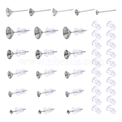 Unicraftale 304 Stainless Steel Post Stud Earring Settings, for Pointed Back Xilion Rivoli Rhinestone, with Silicone Ear Nuts, Stainless Steel Color, Stud Earring Settings: 500pcs, Ear Nuts: 500pcs(STAS-UN0022-03P)