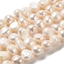 Natural Cultured Freshwater Pearl Beads Strands, Two Sides Polished, Grade 3A, PapayaWhip, 8~9x9~10x7~8mm, Hole: 0.6mm, about 41~42pcs/strand, 13.78~13.58 inch(34.5~35cm)(PEAR-E017-13)
