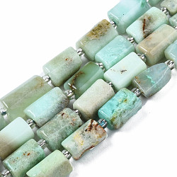 Natural Chrysoprase Beads Strands, with Seed Beads, Faceted Column, 9~14x5~7x5~6mm, Hole: 1.2mm, about 15~16pcs/strand, 7.09 inch(18cm)(X-G-S376-013)