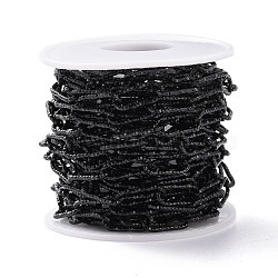 304 Stainless Steel Paperclip Chains, Faceted, with Spool, Unwelded, Electrophoresis Black, 17x7x1.5mm, about 16.40 Feet(5m)/Roll(CHS-A007-01B)