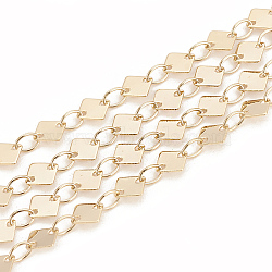 Brass Link Chains, Rhombus, Soldered, Real 18K Gold Plated, 5x5mm(CHC-S003-01G)