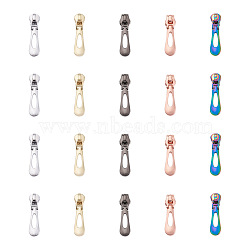 Givenny-EU 20Pcs 5 Colors Rack Plating Zinc Alloy Replacement Zipper Sliders, for Bags, Jackets, Tents, Luggages, Backpacks, Sleeping Bag, Mixed Color, 4.7x1.15x1.1cm, 4pcs/color(FIND-GN0001-10)