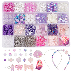 DIY Jewelry Making Kit, Including Plastic Imitation Pearl & Acrylic Beads, Resin & Acrylic Pendants, Stainless Steel Hair Findings, 304 Stainless Steel Open Jump Rings, Mixed Color, 4~34x4~29x0.7~12mm, Hole: 1~2mm(DIY-GO0001-94)