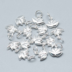 925 Sterling Silver Charms, with Jump Ring, Flower, Silver, 10x11x3mm, Hole: 4mm(X-STER-T002-117S)