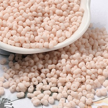 Glass Frosted Seed Beads, Peanut, PeachPuff, 3.5~4x2~2.5x2~2.3mm, Hole: 0.8mm