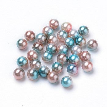 Rainbow Acrylic Imitation Pearl Beads, Gradient Mermaid Pearl Beads, No Hole, Round, Camel, 10mm, about 1000pcs/500g