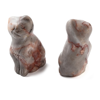 Natural Netstone Carved Figurines, for Home Office Desktop Decoration, Cat, 10.5~13x16~18x21.5~23.5mm