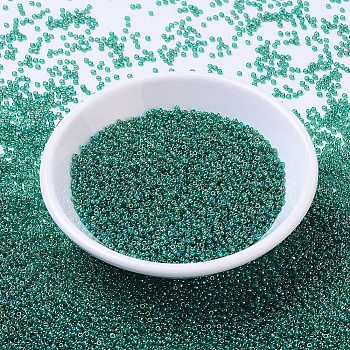 MIYUKI Round Rocailles Beads, Japanese Seed Beads, 11/0, (RR295) Transparent Emerald AB, 2x1.3mm, Hole: 0.8mm, about 5500pcs/50g