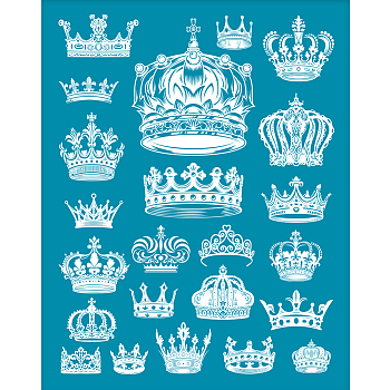 Silk Screen Printing Stencil, for Painting on Wood, DIY Decoration T-Shirt Fabric, Crown Pattern, 100x127mm
