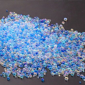 AB Color Plated 3D Nail Art Glass Mini Ball Beads, Tiny Caviar Nail Beads, DIY Nails Art Round Decorations, Light Sky Blue, 0.4~3mm, 720~1000pcs/bag