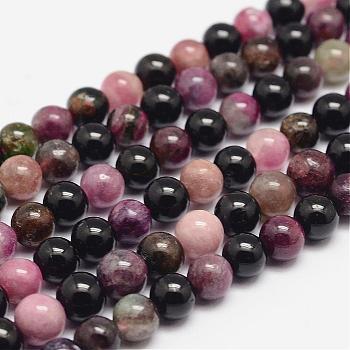 Natural Tourmaline Bead Strands, Round, 6mm, Hole: 0.8~1mm, about 61pcs/strand, 15.7 inch