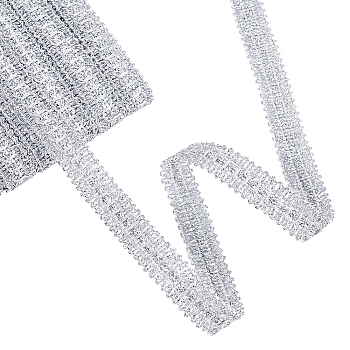 Filigree Polyester Lace Trim, Piping Strips for Home Textile Decoration, Silver, 5/8 inch(17mm), 20 yards/card