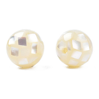 Natural White Shell Beads, Round, 8mm, Hole: 1mm