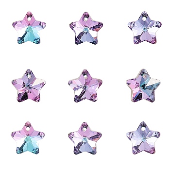 20Pcs Electroplate Glass Charms, Faceted, Star, Medium Orchid, 13.5x13.5x6.5mm, Hole: 1.2mm