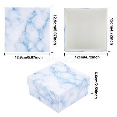 Marble Texture Pattern Paper Cardboard Jewelry Boxes(CON-BC0001-18C)-2