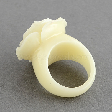 Rose Flower Synthetic Coral Rings(RJEW-S019-M)-3