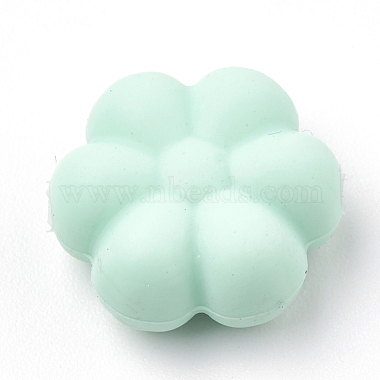 14mm Aquamarine Flower Silicone Beads