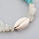 Synthetic Turquoise(Dyed) & Natural White Moonstone Chip Braided Bead Bracelets(BJEW-JB04080-03)-2