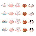 25Pcs 5 Style Zinc Alloy Enamel Pendants, Light Gold, Bear & Pig & Rabbit & Panda, Mixed Color, 20~24x32x1.5mm, Hole: 1.5mm, 5pcs/style(ENAM-CJ0001-104)