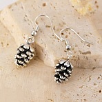 Fashionable Alloy Dangle Earrings, Pine Cone, Silver, 32mm(FS-WG44DA2-08)