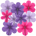 9Pcs Paper Hanging Ornaments, Flower, Purple, 122x21x8mm(HJEW-SP0001-44A)