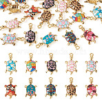 20Pcs 10 Colors Alloy Enamel Pendants, Tortoise Charms, Rack Plating, Light Gold, Mixed Color, 24x13.1x3mm, Hole: 1.6mm, 2pcs/set(ENAM-TA0003-97)