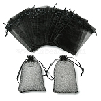 50Pcs Organza Bags Jewellery Storage Pouches Wedding Favour Party Mesh Drawstring Gift, Black, 15x10cm(OP-FS0001-05C)