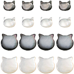 16Pcs 4 Styles Natural White Shell & Black Lip Shell Beads, Cat Head, 6~10x7~10x3~4mm, Hole: 0.7~0.9mm, 4pcs/style(SSHEL-SC0001-34)