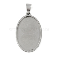 Non-Tarnish 201 Stainless Steel Pendant Cabochon Settings, Oval Charms, Stainless Steel Color, Tray: 30x20mm, 35.5x22.5x2.1mm, Hole: 7.5x4.5mm(STAS-L279-012P-01)