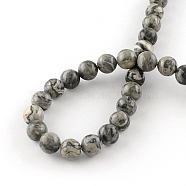 Natural Map Stone/Picasso Stone/Picasso Jasper Beads Strands, Round, 6.5mm, Hole: 1mm, about 63pcs/strand, 15.5 inch(G-S188-6mm)