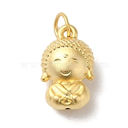 925 Sterling Silver Buddha Charms, with Jump Rings, Golden, 15x9x6mm, Hole: 4mm(STER-K180-07G)