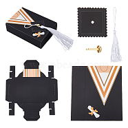 Graduation Gown Rectangle Paper Drawer Candy Boxes, with Tassels, for Graduation Party, Black, Finish Product: 10.04x6.9x2.7cm(CON-WH0094-02A)