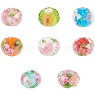 Handmade Gold Sand Lampwork Beads, Faceted, Rondelle, Mixed Color, 10x7mm, Hole: 2mm, 4pcs/color, 32pcs/box(LAMP-PH0002-11)