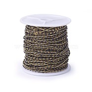 Handmade Enamel Beaded Chains, Soldered, with Brass Chains, Real 18K Gold Plated, Long-Lasting Plated, with Spool, Black, 4~5x2x2~3mm, about 32.8 Feet(10m)/roll(CHC-P007-F01)