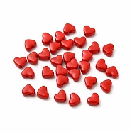 Heart Spray Painted Alloy Beads, Cadmium Free & Nickel Free & Lead Free, Red, 5x6x3mm, Hole: 1.2mm(FIND-G053-01I)