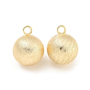 Brass Textured Pendants, Round, Real 18K Gold Plated, 18x14mm, Hole: 2.8mm(KK-P258-08G)