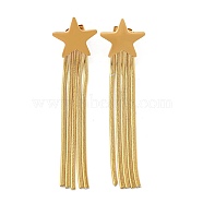 Vacuum Plating Golden 304 Stainless Steel Dangle Stud Earrings, Chains Tassel Earrings, Star, 61x15mm(EJEW-D083-08B-G)