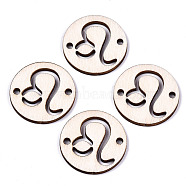 Unfinished Natural Poplar Wood Links Connectors, Laser Cut, Flat Round with Constellation, Leo, 29.5x2.5mm, Hole: 2.5mm(WOOD-S045-139B-04)