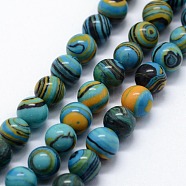 Synthetic Malachite Beads Strands, Dyed, Round, Sky Blue, 8mm, Hole: 1mm, about 46pcs/strand,  14.76 inch(37.5cm)(G-I199-32-8mm-E)