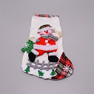 Santa Claus Cloth Hanging Christmas Stocking, with Plaid Pattern, Candy Gift Bag, for Christmas Tree Decoration, White, 320x208x16.5mm(HJEW-SZC0004-18)